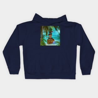 Pirate monkey and purple octopus Kids Hoodie